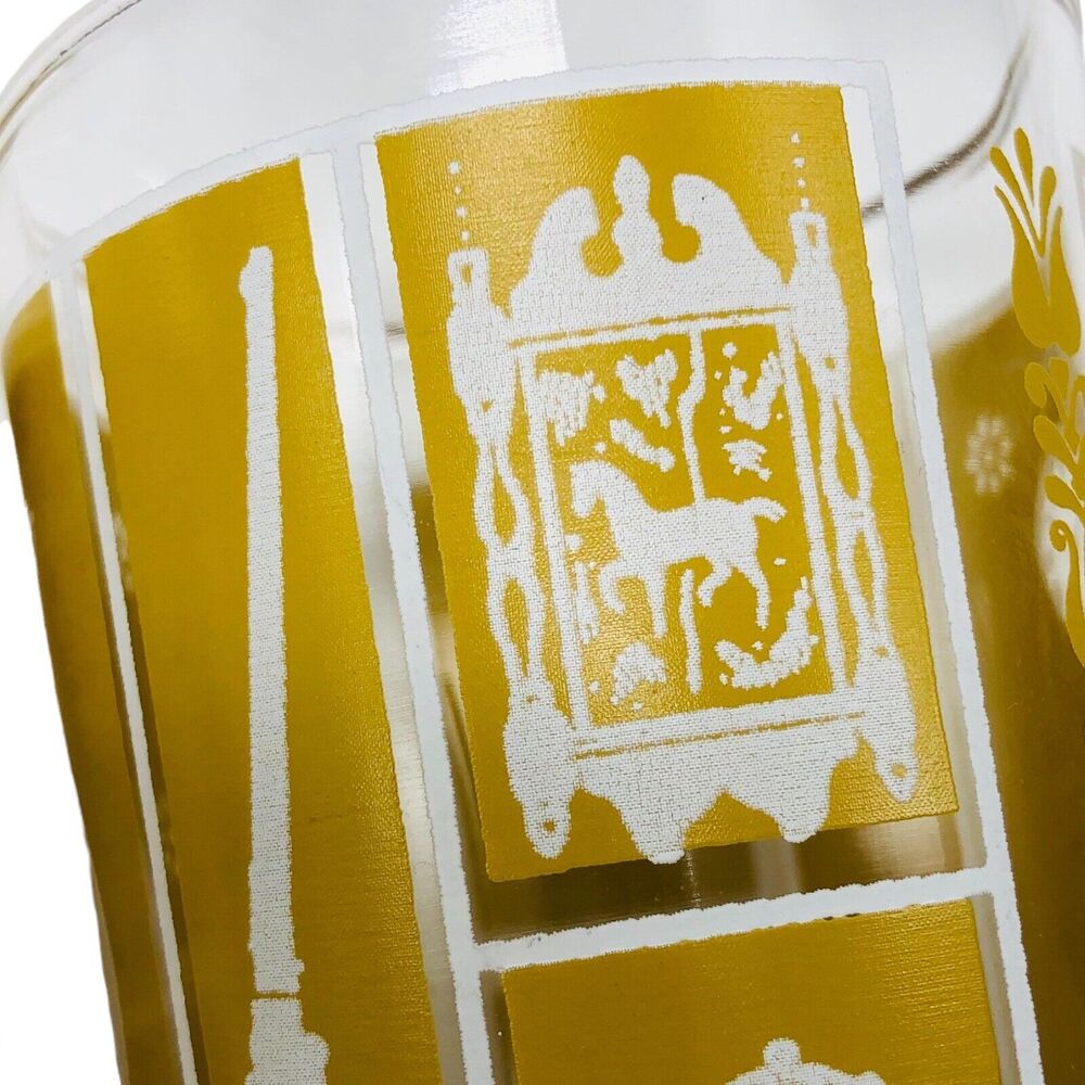 Pair VTG Libbey Tumbler Glass Mustard Gold Colonial Americana Old Time Country‎ - Picture 5 of 12